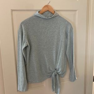 Vera Wang Grey Cozy Knit Knotted Waist Ballet Top Long Sleeve Mock Neck Small